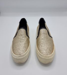 Espadrile dama  Bershka 37 , material textil, auriu negru - imagine 2