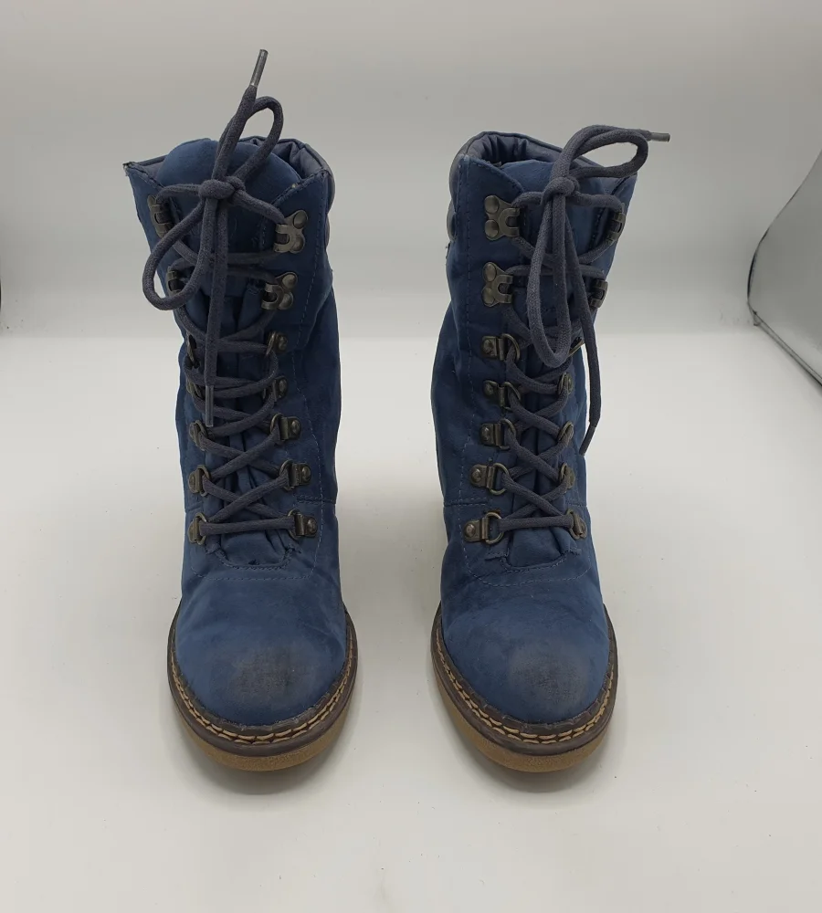 Ghete  dama Graceland 38 , material textil , albastru - imagine 2