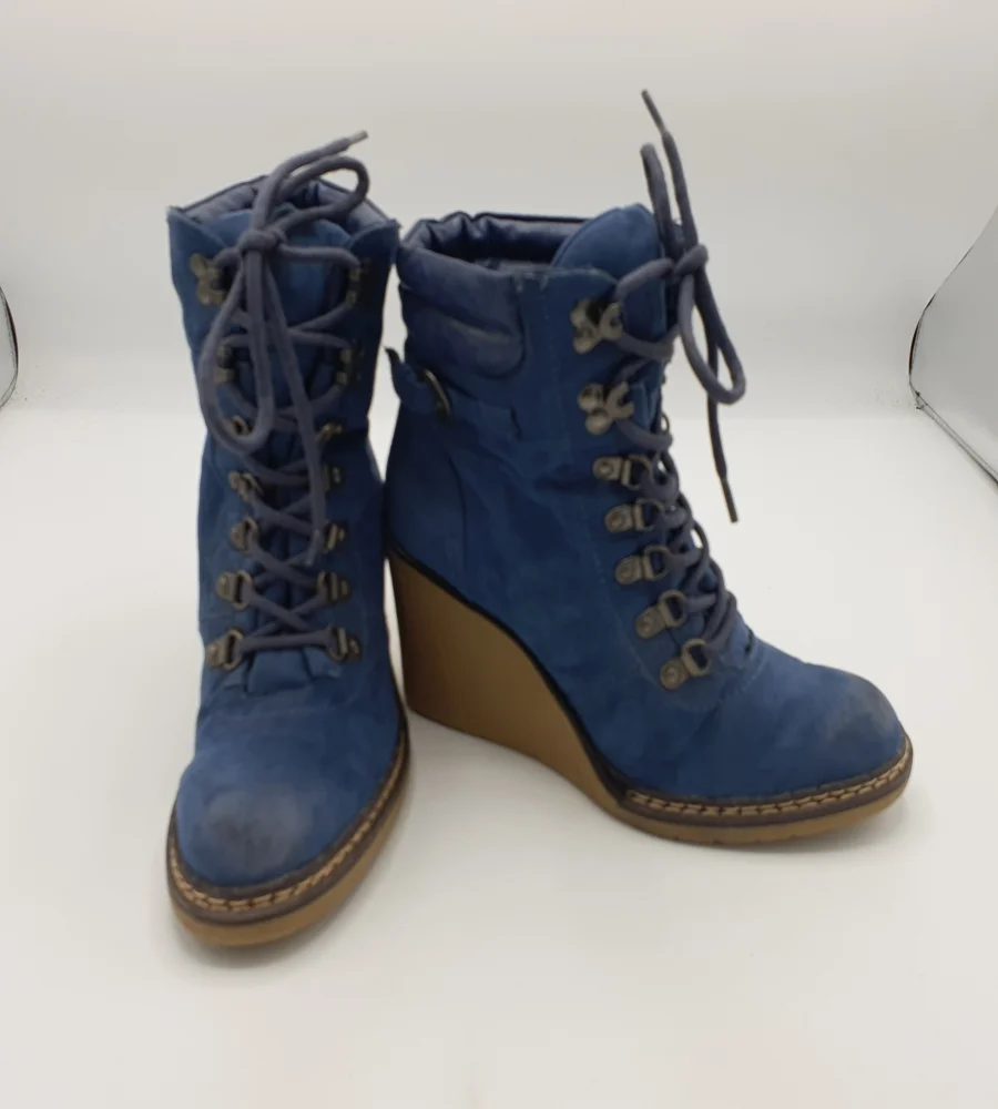 Ghete  dama Graceland 38 , material textil , albastru - imagine 1