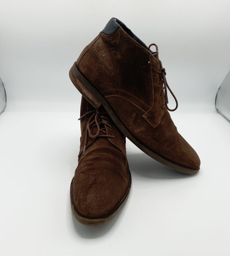 Ghete barbati Tommy Hilfiger 45 , piele intoarsa , maro - imagine 1