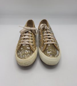Tenisi dama Superga 40 material textil , auriu - imagine 2