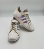 Adidasi copii Adidas 33 , imitatie de piele , alb
