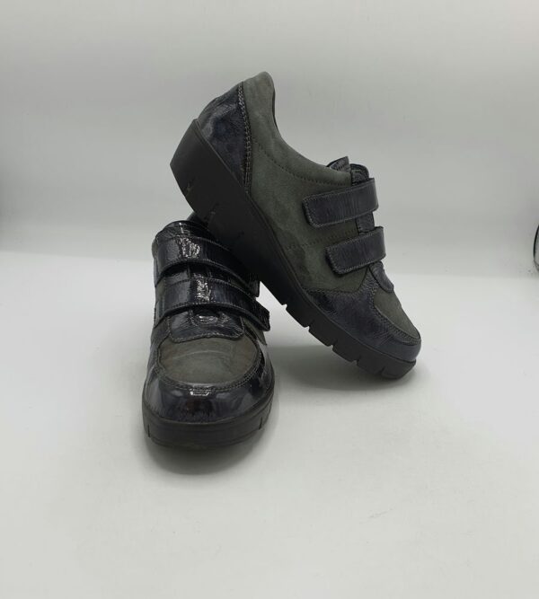 Adidasi dama Semler 37 imitatie de piele , piele intoarsa , negru verde - imagine 1