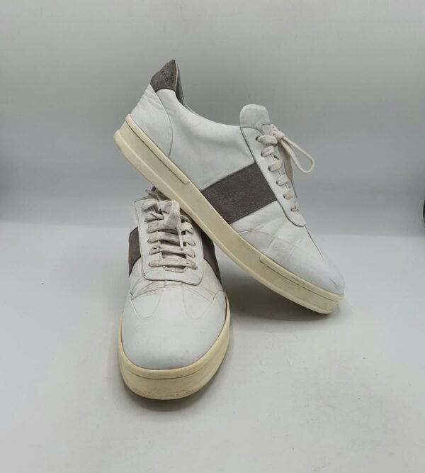 Adidasi barbati  Rene Lezard 43 piele , piele intoarsa , alb gri - imagine 1