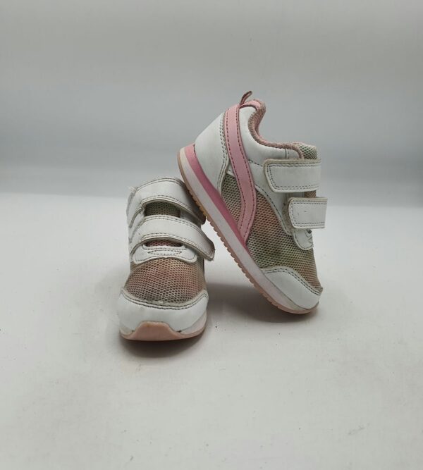 Adidasi copii F&F 22 imitatie de piele , material textil , alb roz - imagine 1