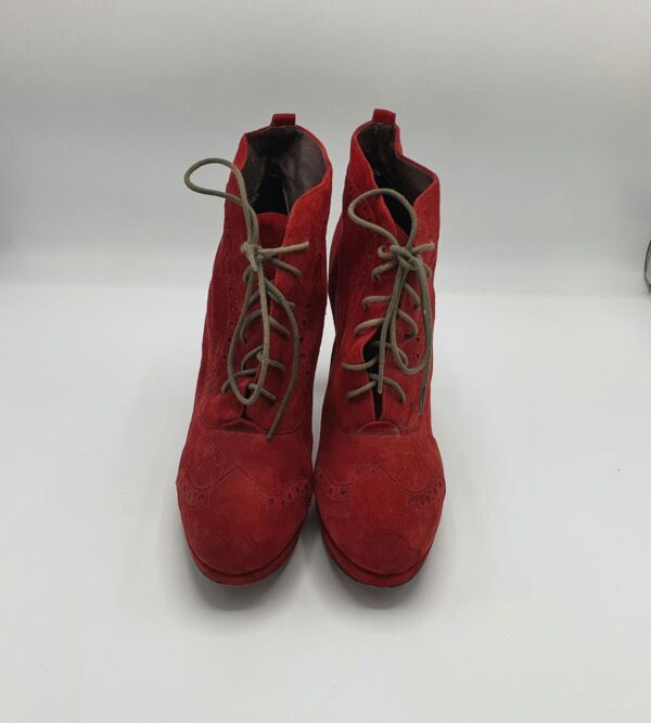 Botine dama  Carma 39 piele intoarsa , rosu - imagine 2