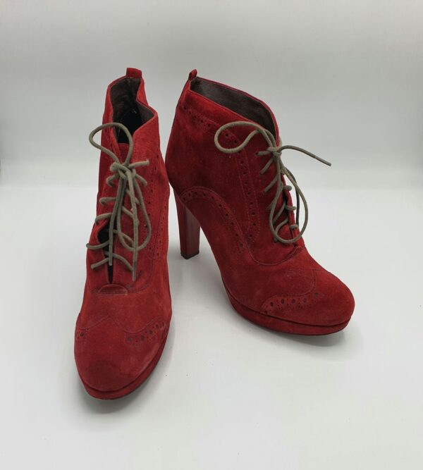 Botine dama  Carma 39 piele intoarsa , rosu - imagine 1