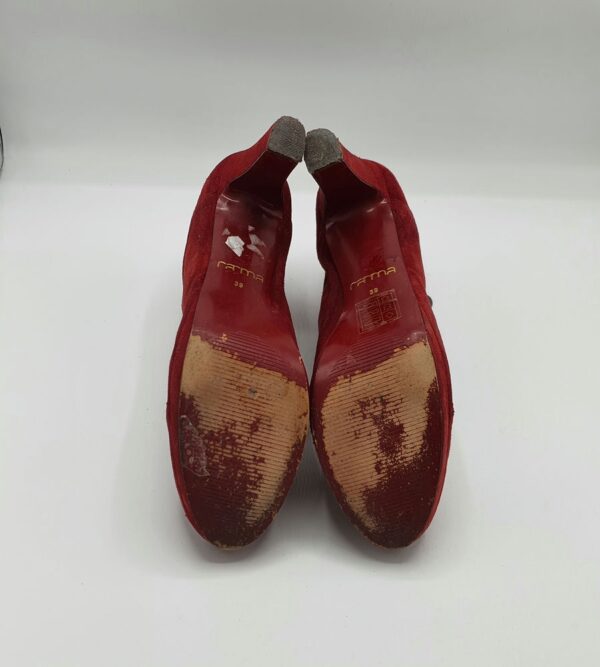 Botine dama  Carma 39 piele intoarsa , rosu - imagine 4