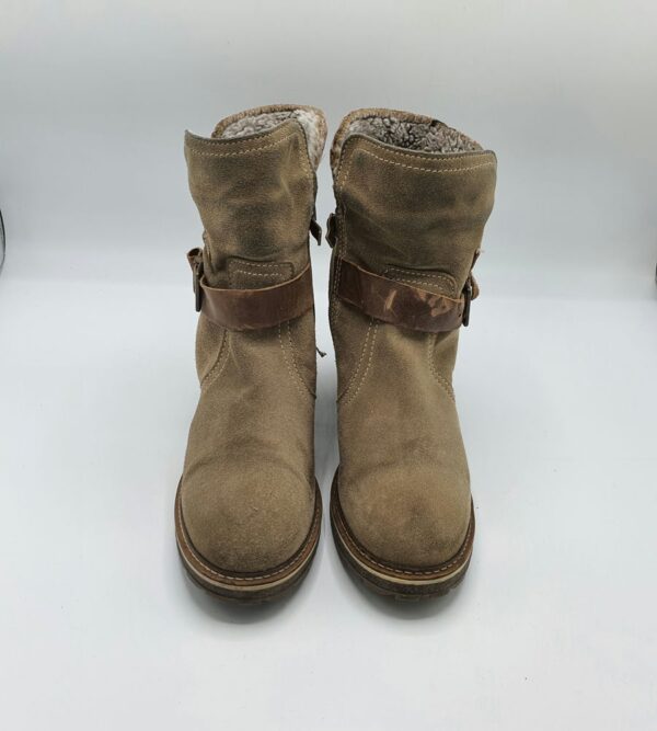Botine dama Tamaris  40 piele , piele intoarsa , maro - imagine 2