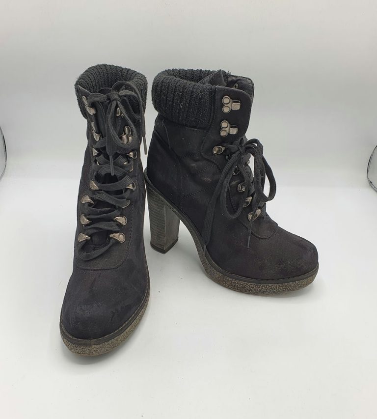 Botine dama 39 material textil , negru - imagine 1