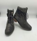 Ghete  dama Bama 39 piele , material textil , negru