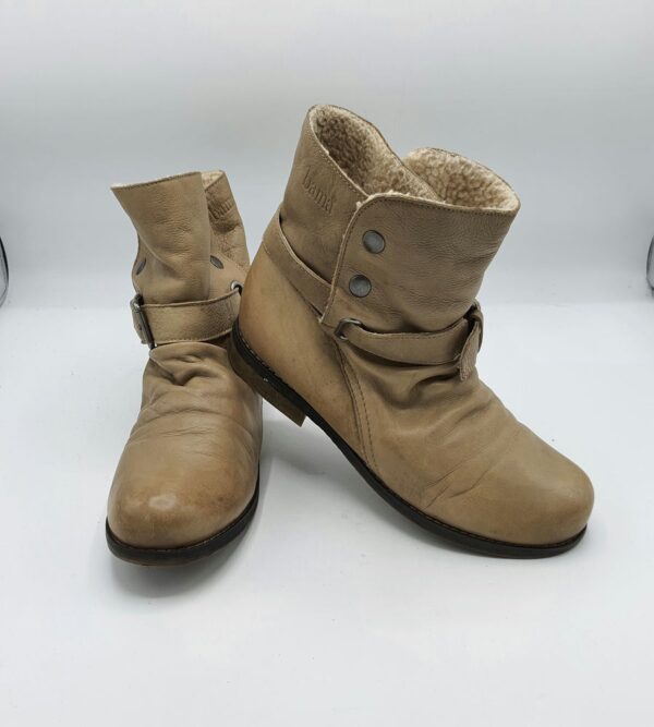 Ghete  dama Bama 40 piele, crem (imblanite) - imagine 1