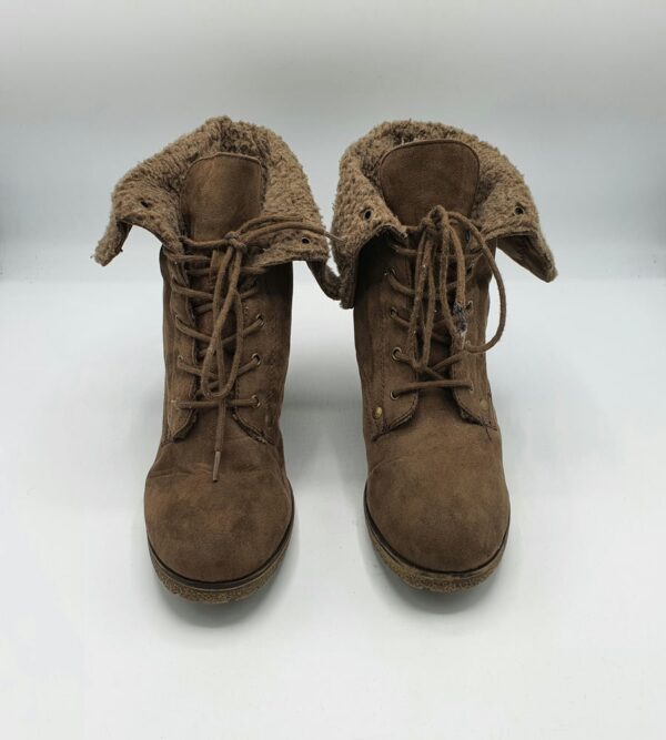 Botine  dama 40 material textil , maro   (imblanite) - imagine 2