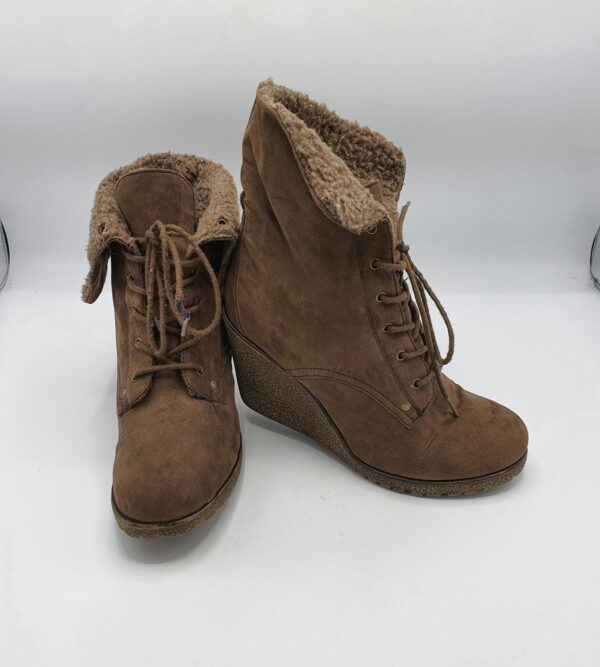 Botine  dama 40 material textil , maro   (imblanite) - imagine 1