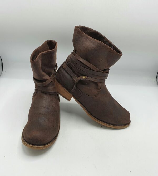 Botine dama F&F 39 imitatie de piele , maro - imagine 1