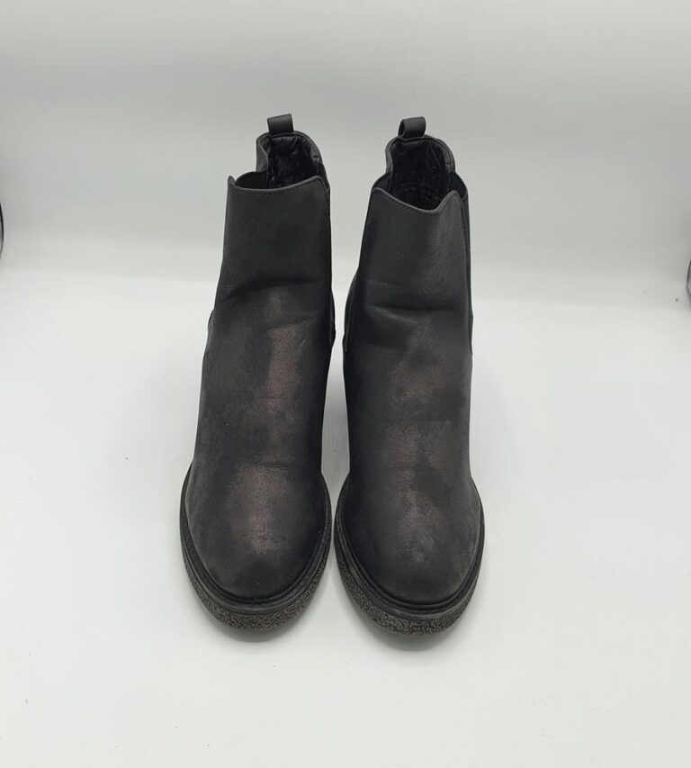 Botine  dama 39 imitatie de piele , material textil  , negru - imagine 2
