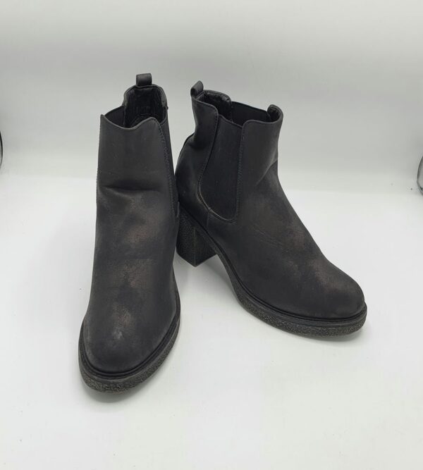 Botine  dama 39 imitatie de piele , material textil  , negru - imagine 1