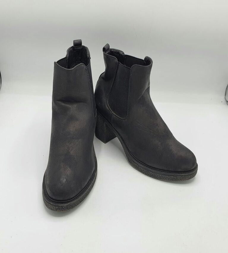Botine  dama 39 imitatie de piele , material textil  , negru - imagine 1