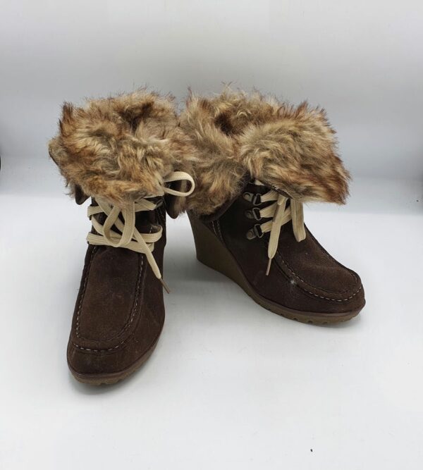 Botine dama Amisu 37 material textil , maro - imagine 1