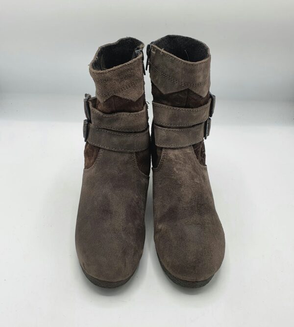 Botine dama 38 , piele intoarsa , maro - imagine 2