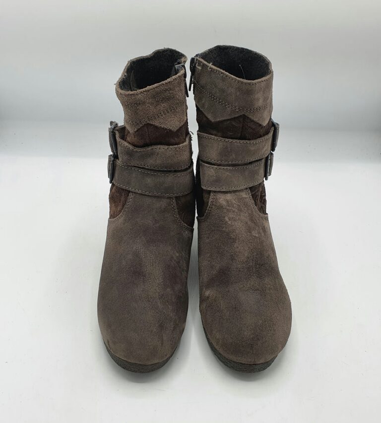 Botine dama 38 , piele intoarsa , maro - imagine 2
