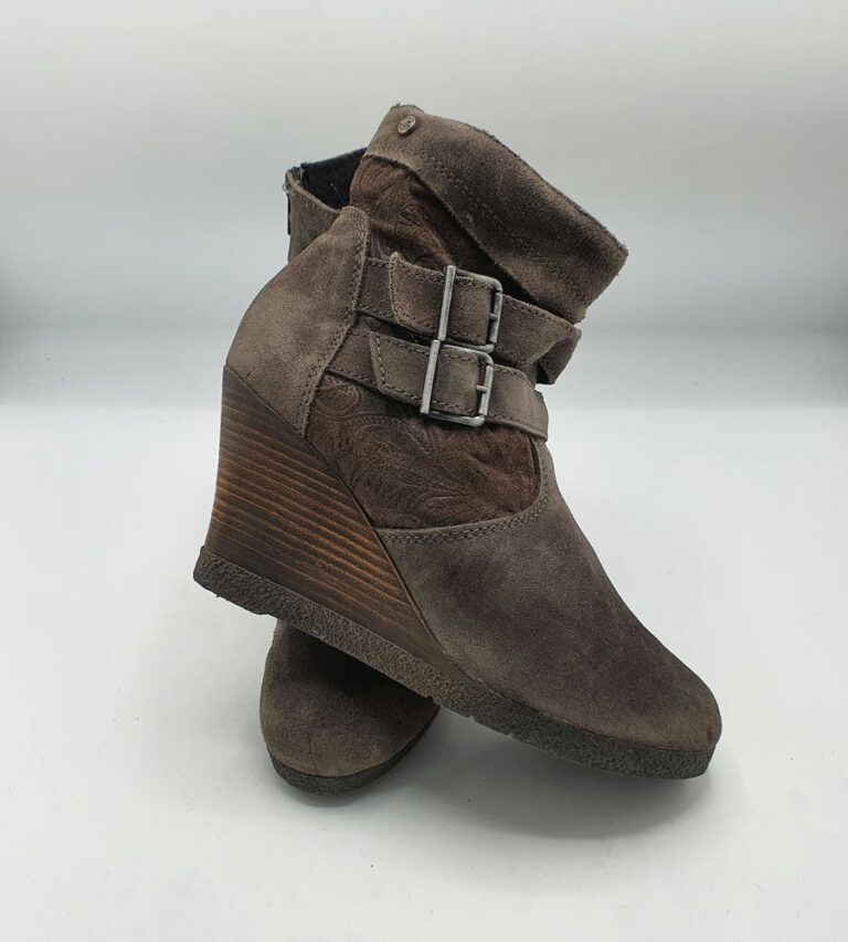 Botine dama 38 , piele intoarsa , maro - imagine 1