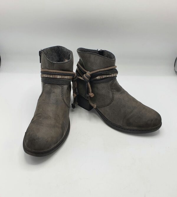 Botine  dama Rieker 39 imitatie de piele , gri - imagine 1