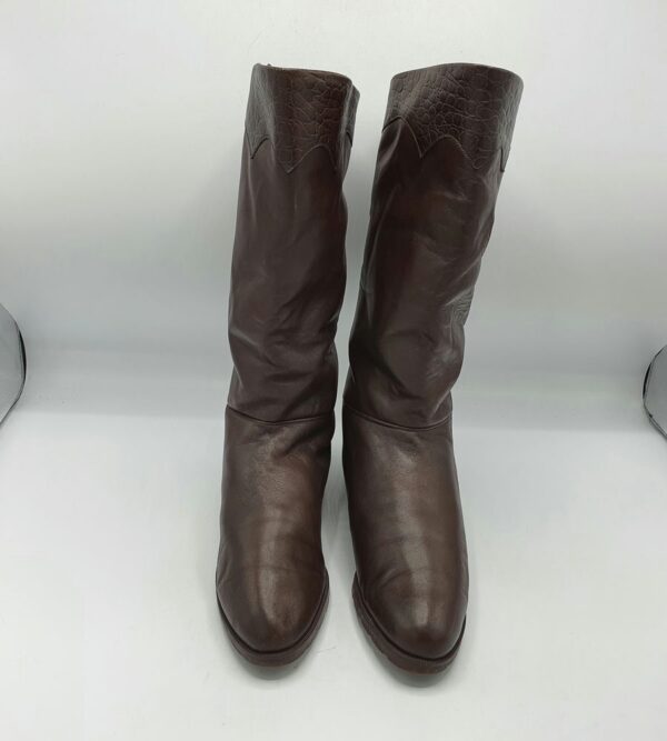Cizme  dama 37.5 piele , imitatie de piele , maro - imagine 2