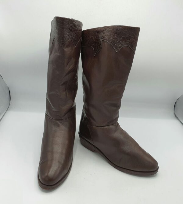 Cizme  dama 37.5 piele , imitatie de piele , maro - imagine 1