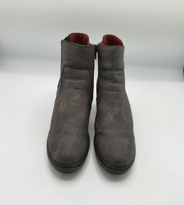 Botine  dama 38 imitatie de piele , material textil , gri negru - imagine 2