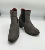 Botine  dama 38 imitatie de piele , material textil , gri negru