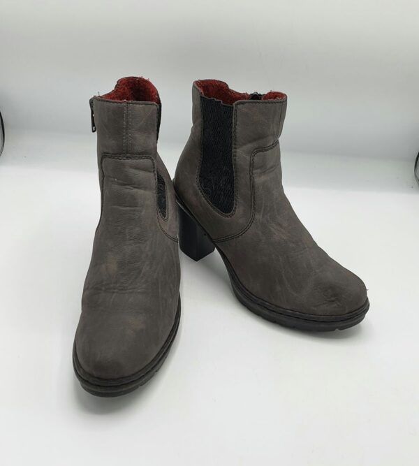 Botine  dama 38 imitatie de piele , material textil , gri negru - imagine 1