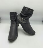 Botine dama  Rieker 40  imitatie de piele, negru (imblanite)