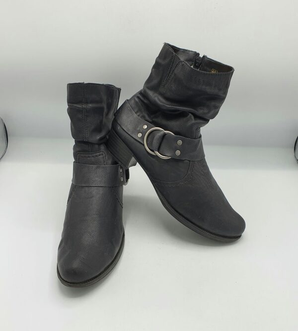 Botine dama  Rieker 40  imitatie de piele, negru (imblanite) - imagine 1
