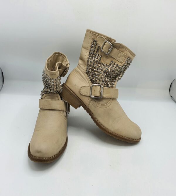 Botine dama  Jumex 39 imitatie de piele,  crem - imagine 1