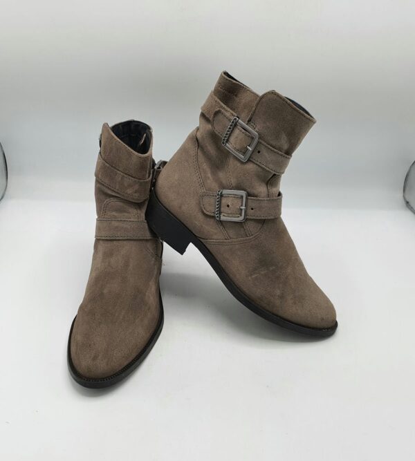 Botine dama  Tamaris 37 piele intoarsa , gri - imagine 1