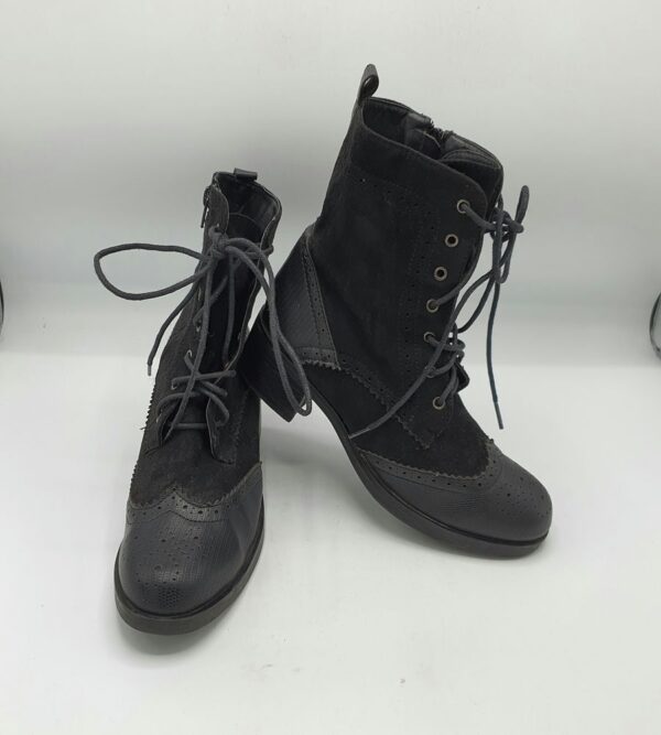 Ghete dama Juliet 39 imitatie de piele , material textil , negru - imagine 1