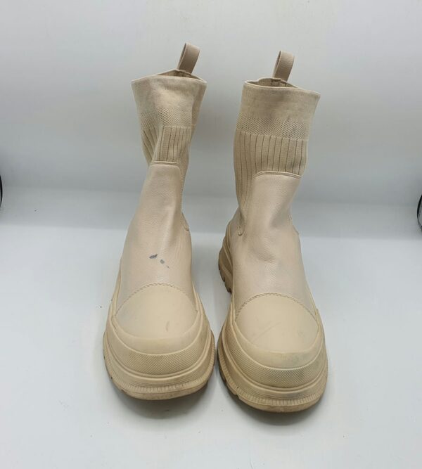 Botine  dama 40 imitatie de piele , material textil , crem - imagine 2