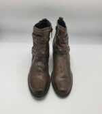 Botine dama  Dave 37 imitatie de piele , piele , maro negru - imagine 2