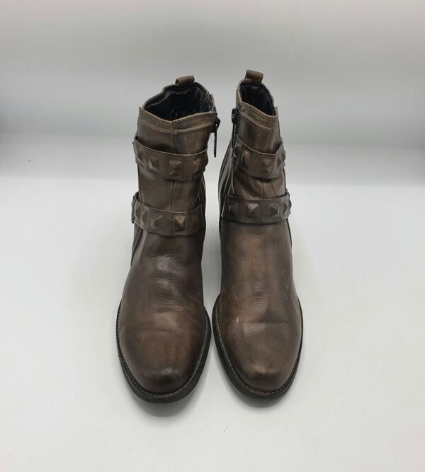 Botine dama  Dave 37 imitatie de piele , piele , maro negru - imagine 2