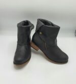 Botine dama Queen Tina 36 imitatie de piele , negru (imblanite)