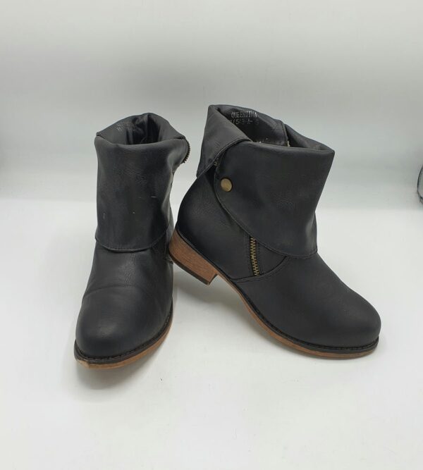 Botine dama Queen Tina 36 imitatie de piele , negru (imblanite) - imagine 1