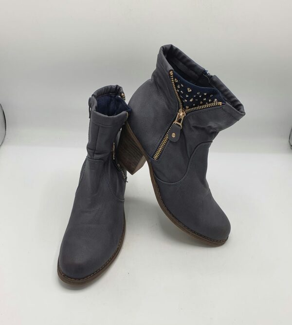 Botine  dama Mode Queen 38 imitatie de piele , gri - imagine 1