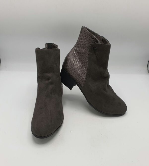 Botine  dama Janna 38 imitatie de piele  ,material textil , gri - imagine 1