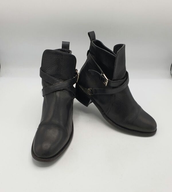 Botine  dama Stradivarius 38 imitatie de piele , negru - imagine 1