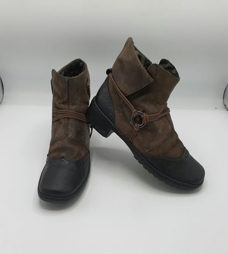 Ghete  dama Jenny 39 piele , imitatie de piele , maro negru - imagine 1