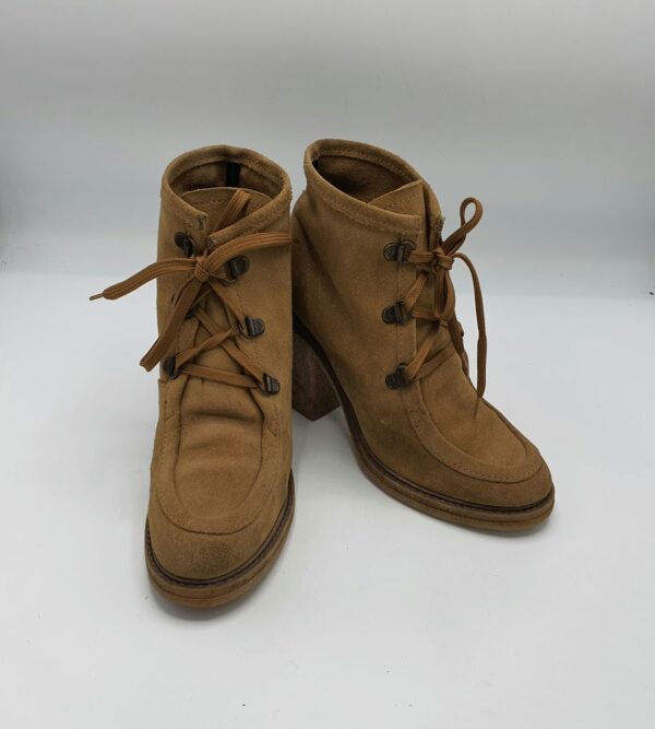 Botine  dama 36 piele intoarsa , maro - imagine 1