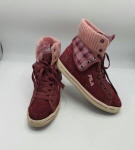 Ghete  dama Fila 37 material textil , piele intoarsa , roz visiniu
