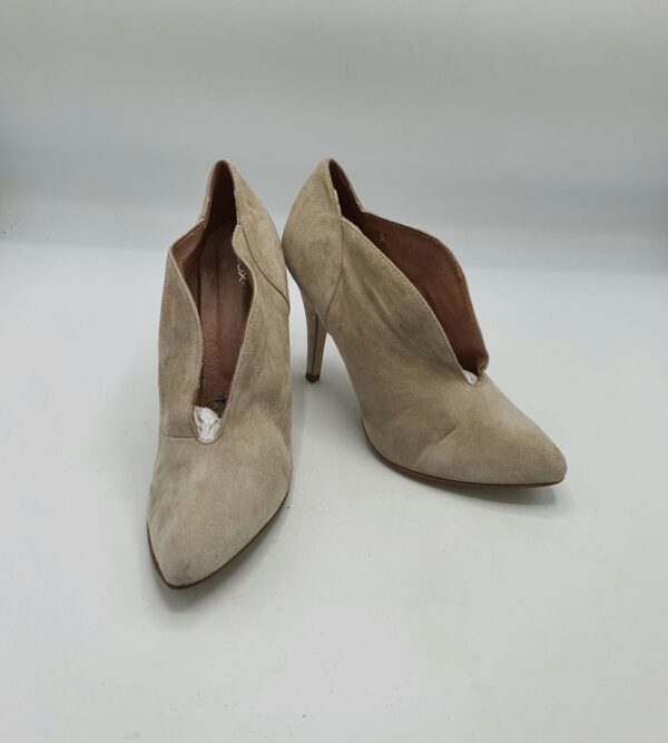 Botine  dama Cox 37 piele intoarsa , crem - imagine 1