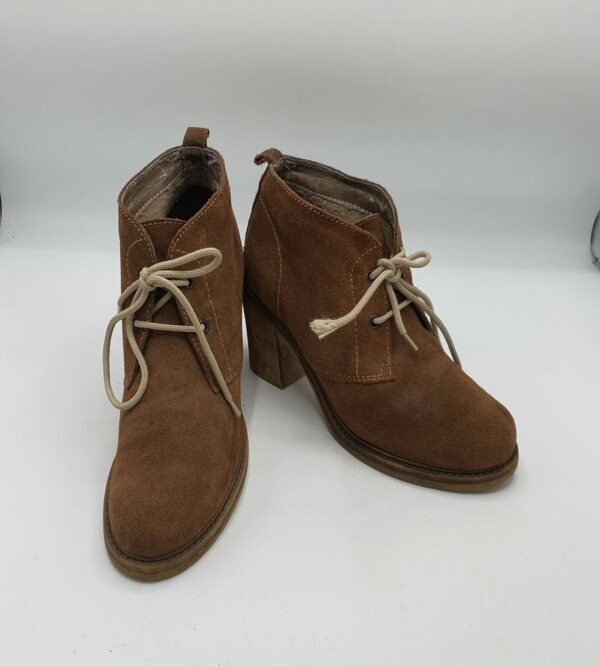 Botine  dama Tamaris 39 piele intoarsa , maro - imagine 1